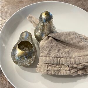 Silver Pear-Shaped Candle Holders